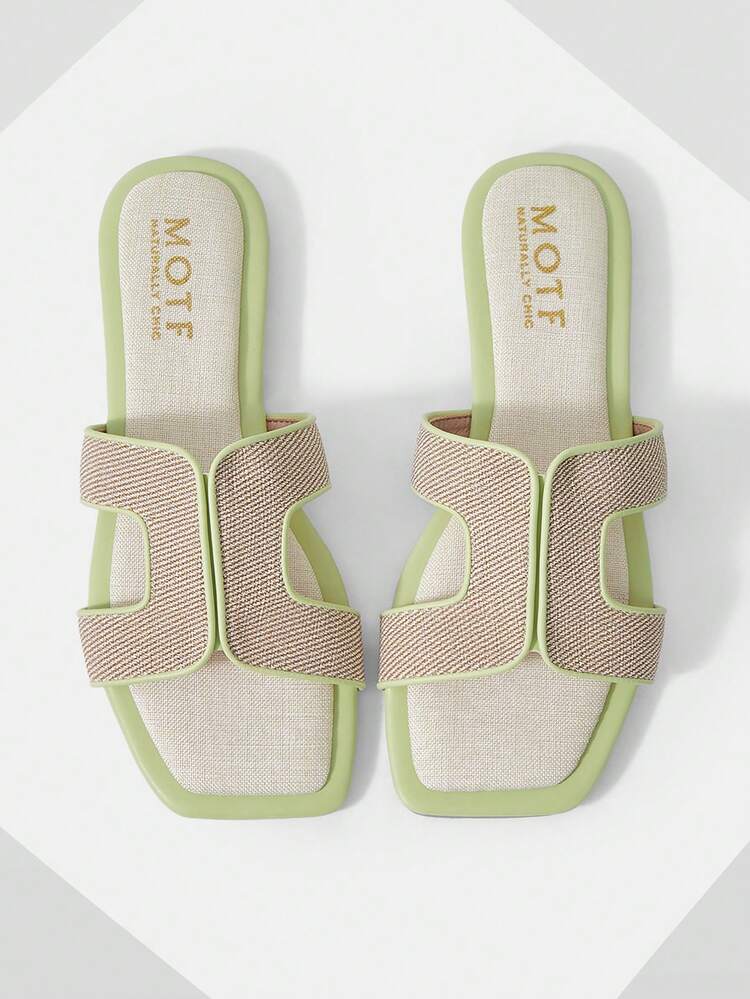 WOMEN CASUAL AND SIMPLE SUMMER CONTRAST BINDING HOLLOW OUT SQUARE TOE FLAT SANDALS, FOR NEW YEAR HOLIDAY, SPRING SHOES SPRING BREAK EASTER