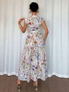 SHEIN PETITE Đầm không tay in hoa dành cho nữ - Nhiều màu - Xem 2
