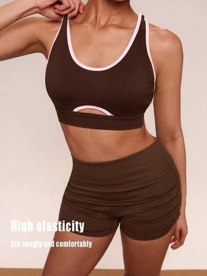 SHEIN BAE Quần short đạp xe cạp cao ôm sát màu trơn dành cho nữ, mùa hè.