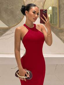 Slaydiva Phong cách Xuân/Hè mới, hoàn hảo cho những buổi hẹn hò hàng ngày, vẻ ngoài thanh lịch và quyến rũ, phù hợp cho kỳ nghỉ biển, tiệc trên du thuyền và các dịp khác. Đơn giản nhưng sành điệu, gợi cảm và thoải mái, một món đồ cơ bản và đa năng. Đầm dài ôm sát không tay cổ tròn hở lưng gợi cảm và cá tính - A - Đỏ - Xem 4