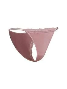 Ocili 3条装舒适简约100%纯棉蕾丝边弹力腰女士内裤，时尚秋季款 - 紫色 - 查看 9