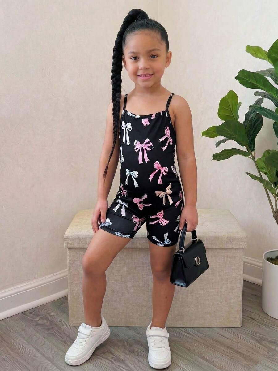 年轻女孩休闲街头时尚豹纹连体裤 - 黑色 - 查看 1