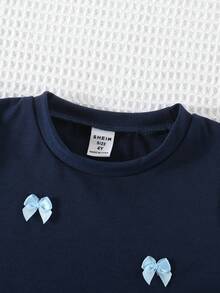 Áo không tay thời trang cho bé gái, chất liệu vải kẻ caro, thiết kế nơ, thích hợp cho mùa xuân/hè. - Màu xanh hải quân - Xem 6