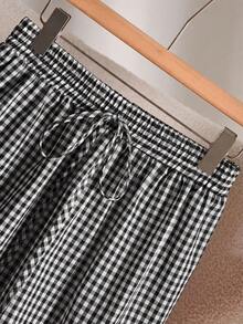 CosyJoli Plus Size Women Plaid Drawstring Waist Casual Versatile Date & Outing Shorts - Multicolor - View 4