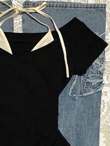 Glimmora 女士休闲二合一短袖T恤，日常百搭 - 彩色 - 查看 3