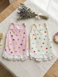 PETSIN Quần áo cho chó, quần áo cho mèo, váy cho thú cưng, bộ sưu tập xuân/hè mới, váy cho cún con, váy công chúa đa năng, họa tiết kẻ sọc, quần áo cho động vật nhỏ, kem chống nắng mát mẻ - Nhiều màu - Xem 3