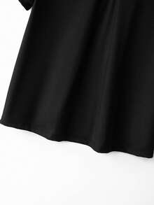 GlowEve CURVE 大码女式圆领流苏饰边撞色宽松黑色音乐节、母亲节短袖休闲优雅度假T恤 - 黑色 - 查看 5