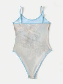 Y2Kool cha5rlie 艺术家风格暗黑骷髅字母图案撞色包边网纱吊带连体衣，适合夏季、假日、度假、海滩、音乐节、伊比沙岛等场合，秋季休闲外出搭配，时尚服装系列，新年穿搭，辣妹风黑红上衣 - 彩色 - 查看 2