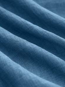 GlowEve Navy Blue High-Waisted Elastic Ruched Pockets Wide Leg Pants, Featuring Elegant Printed Ribbon Decor, Versatile For Casual, Formal, Party, Holiday Occasions In Spring/Summer - Medium Wash - View 3