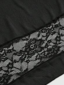 Đầm maxi Gothic gợi cảm cổ chữ V sâu, tay loe, vạt bất đối xứng, eo ren tương phản. - màu đen - Xem 4
