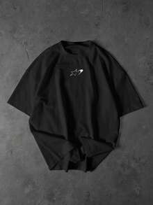 Sport MetroGents Men's Star & Moon Print Short Sleeve Sports T-Shirt - Black - View 3