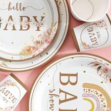 Juego desechable de platos, servilletas y vasos con diseño floral y arcoíris, sirve para 20 invitados. Este juego desechable (que incluye platos, servilletas y vasos) es perfecto para fiestas de cumpleaños, bodas y picnics familiares. - Ver 6