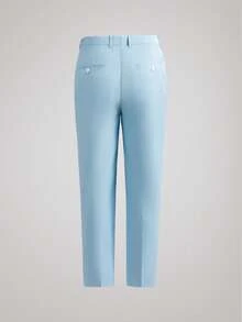 Officeau Bộ 3 món/Bộ vest co giãn thời trang mới màu trơn ôm vừa vặn cho nam, gồm áo khoác, áo vest và quần, trang phục công sở, dự tiệc trang trọng - Màu xanh nhạt - Xem 3