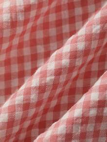 DAZY Sweet Plaid Contrast Color Ruffle Bow Decor Waist Cinched Long Dress, Women Summer Sleepwear - Pink - View 7