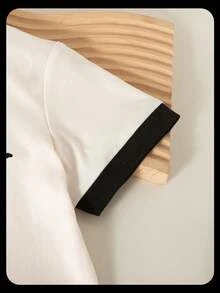 SHEIN Elladie kids Áo thun in nơ cổ tròn đơn giản mùa hè cho bé gái, quần dài cạp chun, quần denim dài, quần dài thắt nơ bên hông, bộ đồ ngọt ngào, thời trang thường ngày - Nhiều màu - Xem 6