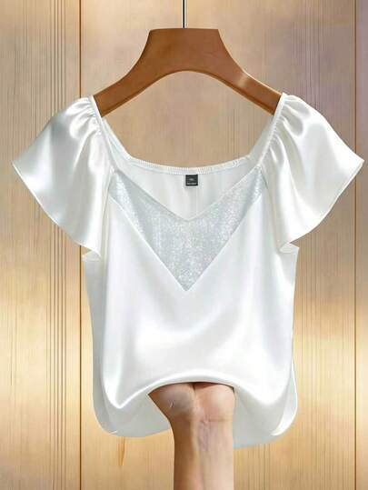 GlowEve CURVE 大码女式拼接褶皱时尚百搭休闲上衣