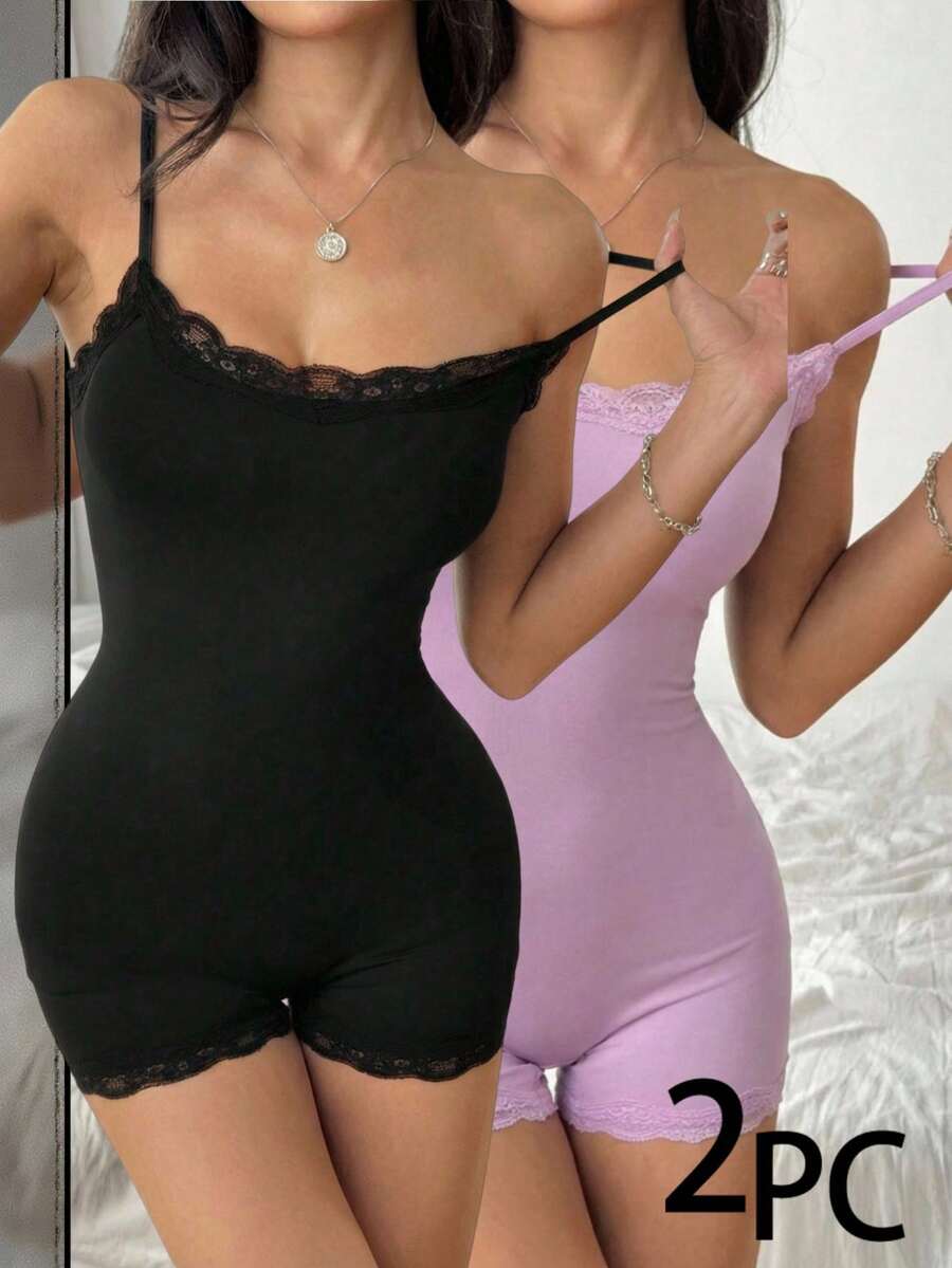 SHEIN EZwear Bộ đồ liền thân ôm sát, dễ phối đồ, nhiều món - Nhiều màu - Xem 1