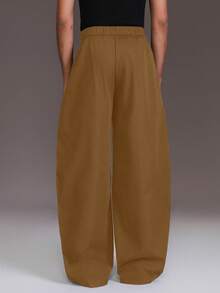 STYNVO Men's Solid Color Casual Loose Pocket Pants, Versatile - Brown - View 2
