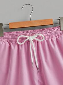 Manfinity Joysei Bộ áo thun ngắn tay màu trắng và quần short dệt màu hồng dành cho nam, kích thước tiêu chuẩn. - Nhiều màu - Xem 4