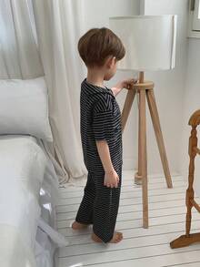 DAZY Bộ đồ ngủ 2 món cho bé trai, quần short và quần dài, thích hợp cho mùa hè. - màu đen - Xem 2