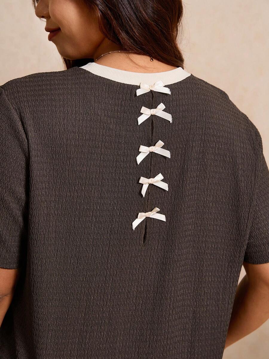 Elaquor Hollow-Out Butterfly Knit Sweater With Back Detail - Brown - View 1