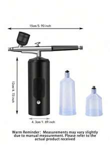 LCD Airbrush Kit, Includes Air Compressor, 3-Speed Wireless Airbrush Gun With Hose, 38PSI Portable Airbrush Suitable For Painting, Hairstyling, Model Making, Cake Decorating And More - Black - View 7