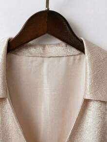 GlowEve CURVE Plus Size Elegant Lapel Sleeveless Button-Up Shirt - Apricot - View 5