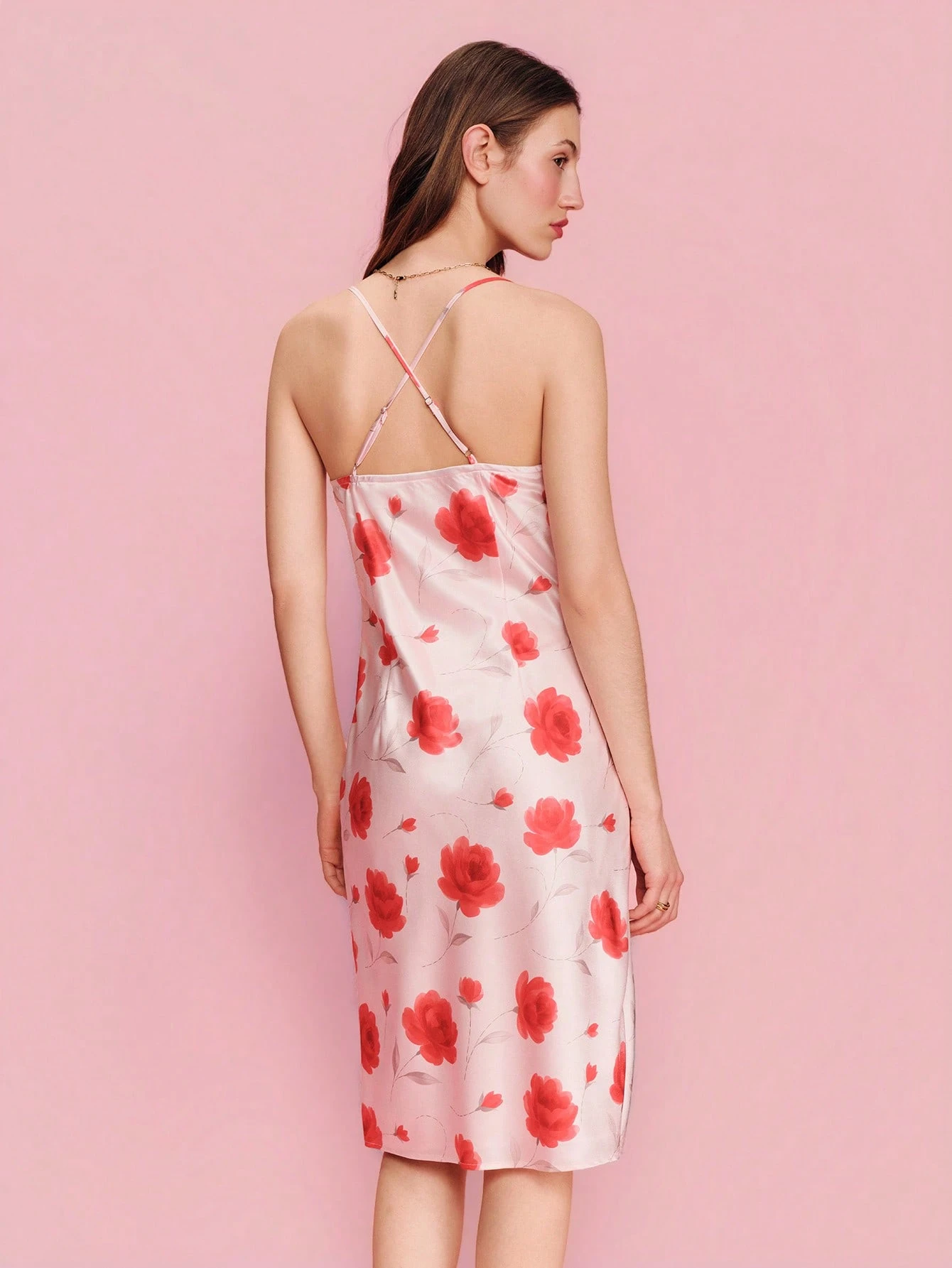Floral Bias-Cut Midi Slip Dress With Cowl Neckline Romantic Dress Vacation Dress Date Night Dress Spring Summer French Style Parisian Style