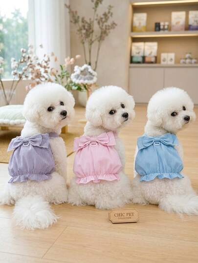 PETSIN Quần áo cho chó, quần áo cho mèo, váy cho thú cưng, bộ sưu tập xuân/hè mới, váy cho cún con, váy công chúa đa năng, họa tiết kẻ sọc, quần áo cho động vật nhỏ, kem chống nắng mát mẻ