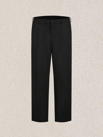 Mercer Haus 1件成熟休闲风西装裤，黑色四向弹力针织面料，锥形裤腿设计，休闲时尚，酷炫风格，通勤百搭，男友/老公礼物，周年纪念礼物，适合夏季夏威夷热带度假穿着。