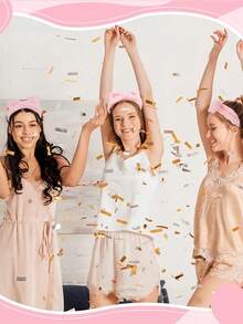 Bộ 3 băng đô spa gồm 1 băng đô rửa mặt, 2 băng đeo cổ tay và 3 băng đô khác, màu hồng nhung mềm mại, có nơ, thích hợp cho nữ và bé gái, dùng trong chăm sóc da, trang điểm, tắm rửa và làm đẹp. - Nhiều màu - Xem 6