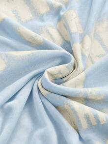 ROMWE Grunge Punk Áo thun dài tay trễ vai phong cách Punk lãng mạn in hình chữ thập và chữ cái dành cho nữ - Màu xanh nhạt - Xem 4