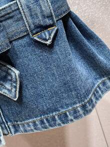 GlowEve Women's Single-Breasted Knotted Casual Versatile Daily Wear Denim Jacket - Blue - View 3