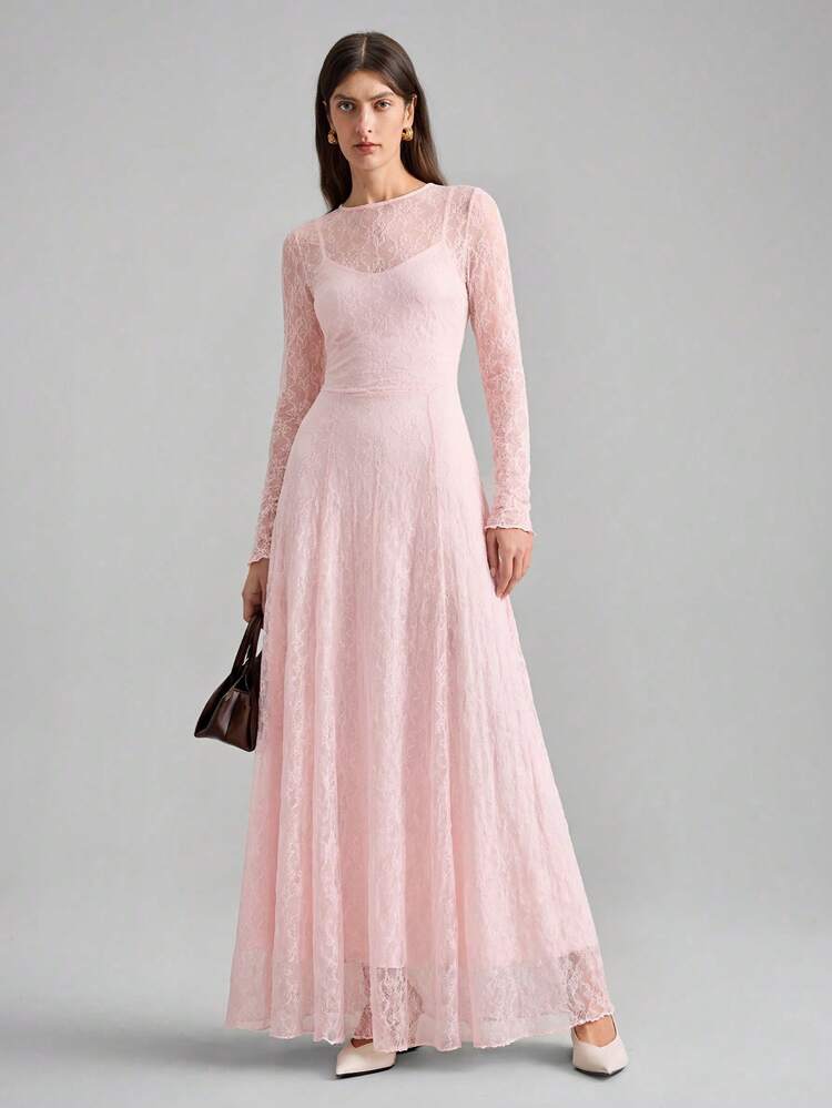 Women's Elegant Solid Color Lace Dress