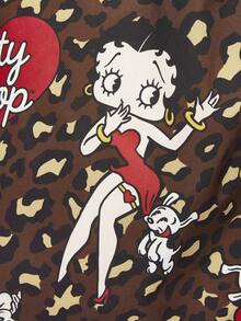 Betty Boop x SHEIN 1805040 1 件装，深色豹纹红色嘴唇图案折叠购物袋，大容量防水手提袋。 - 多色5 - 查看 4