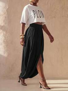 BamGlimmer Áo thun nữ màu trắng dệt kim dáng rộng, cổ tròn, kiểu dáng độc đáo, thích hợp cho mùa xuân, ngày lễ tình nhân, năm mới, thời trang tối giản, phong cách hip-hop năng động, phù hợp cho đi chơi hàng ngày, mùa tựu trường, mặc nhà, đa năng, dành cho nữ. - trắng - Xem 6