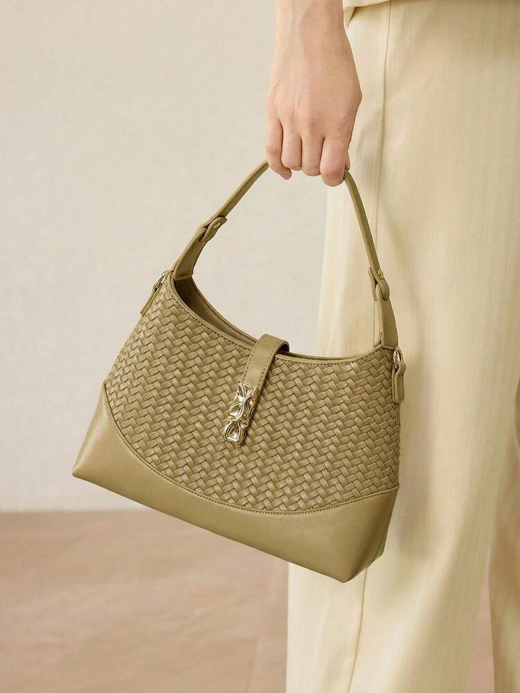 LADIES EXQUISITE WOVEN EMBOSSED PU HANDBAG