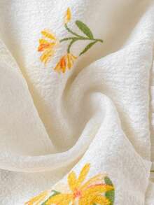 SHEIN Young Girl Casual Floral Print Front Button Camisole And Pants 2-Piece Set, Summer - Yellow - View 6