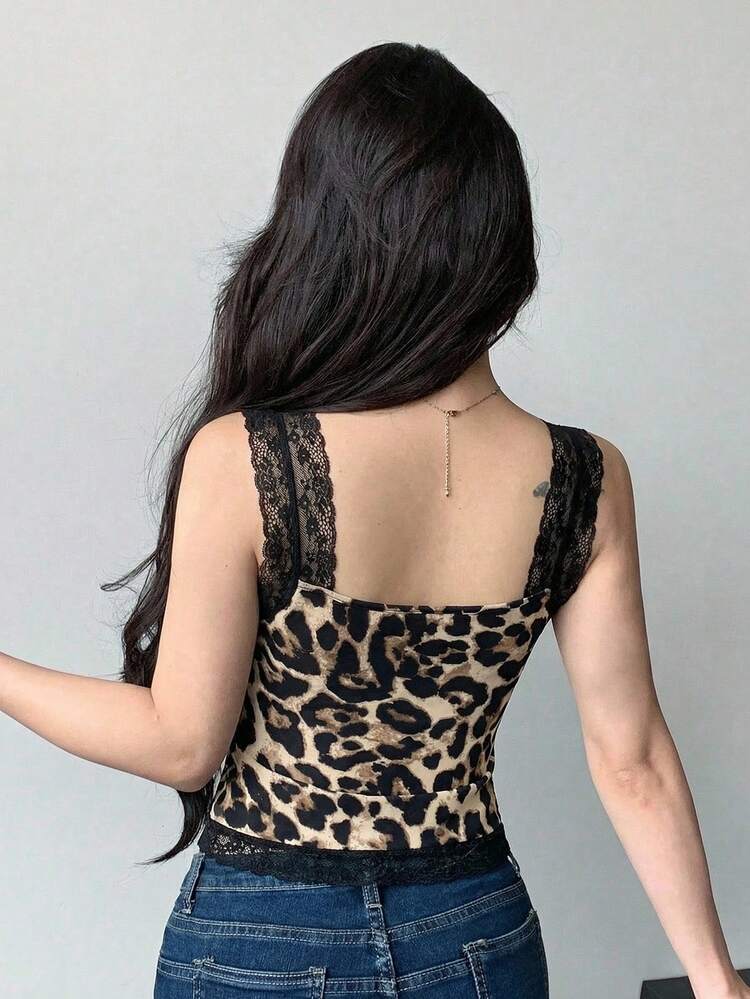 Lace Trim Tie-Up Fitted Sleeveless Camisole For Women