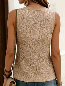 Women's Floral Print Round Neck Casual Tank Top, Comfortable Daily Wear Shirt For Summer - Multicolor - View 2