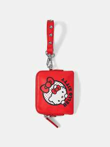 HELLO KITTY AND FRIENDS | SHEIN 1 buah Tas Tangan/Tas Selempang Kecil Wanita Modis, Manis, Imut, Serbaguna dengan Motif Merah Bercetak dan Hiasan Paku Keling, Dapat Digunakan Sebagai Tas Gantung Kecil (Tali Bahu Rantai Panjang yang Dapat Dilepas) - Merah 2 - View 3