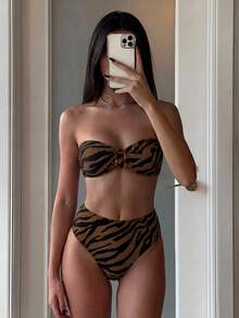 Costavie 女士夏季两件套随机印花高腰泳衣套装 - 彩色 - 查看 1