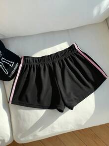 Comfortcana Quần short nữ kiểu dáng thường ngày, phối nhiều mảnh, đa năng cho trang phục hàng ngày. - màu đen - Xem 2