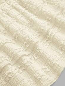 Sweetra Plus Size Women's Beige Summer Cute Vacation Wedding Guest Holiday Dress,Vintage Textured Backless,Double Layered Ruffle Hem,Pleated Style - Apricot - View 7