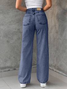 EURMUSE 100% Baumwolle Bleached Straight Leg Jeans - Helle Waschung - Übersicht 2