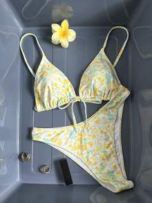 Swim Mod Women's Tropical Print Two Pieces Bikini Set, Casual Holiday - Multicolor - View 2
