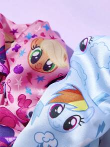 My Little Pony X SHEIN 4条甜美可爱卡通印花发圈，时尚亮面缎面发圈，糖果色系，适合居家或外出，尤其适合扎高马尾，暮光闪闪、碧琪和云宝黛西图案。 - 彩色 - 查看 7