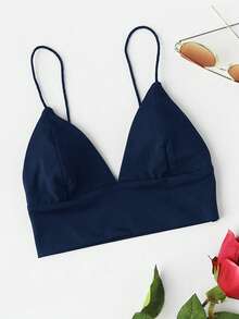ROMWE Top corto sin mangas casual para mujer, unicolor minimalista, adecuado para el verano, las vacaciones y el uso diario - azul real - View 4