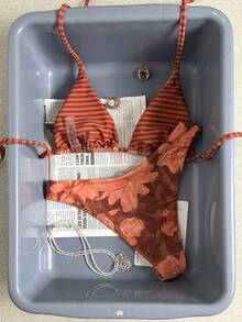 Swim Vcay 女士热带花卉露背系带性感比基尼套装，海滩度假 - 彩色 - 查看 2