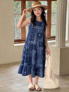Dazy Kids Tween Girls Sleeveless Ditsy Floral Dress, Summer Sun Dresses Vacation - Multicolor - View 6